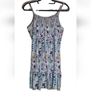 JOYSPUN Blue Floral Sleep Dress Size XL Smocked Neck Sleeveless Midi Dress